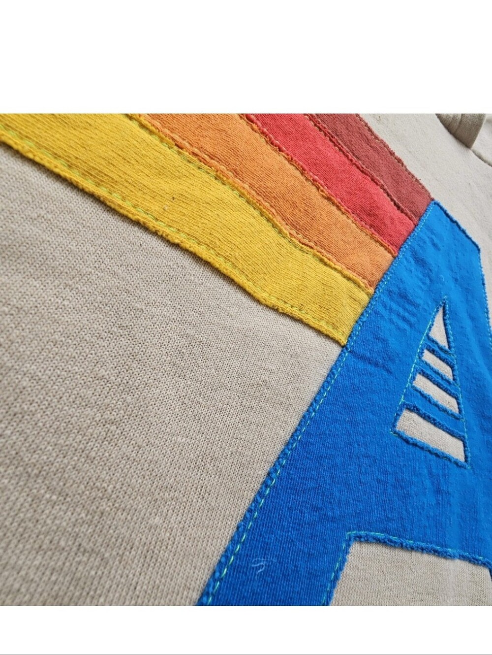 Aviator Nation Relaxed Tan Sand Sweatshirt Stitched Fabric Logo RARE Medium